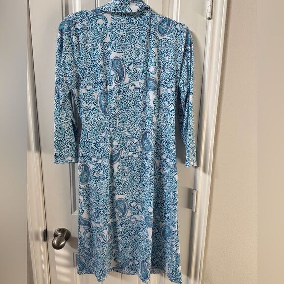Talbots Blue Paisley Wrap Dress - Picture 3 of 5